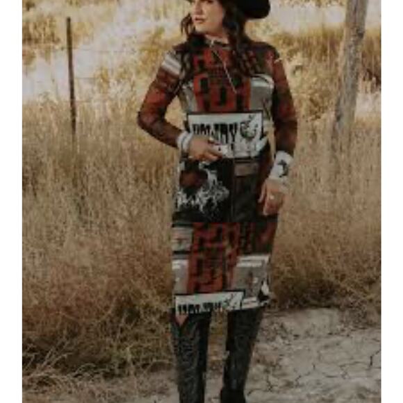 NWT Two 2 Fly size small western collage mesh dress - Picture 1 of 5